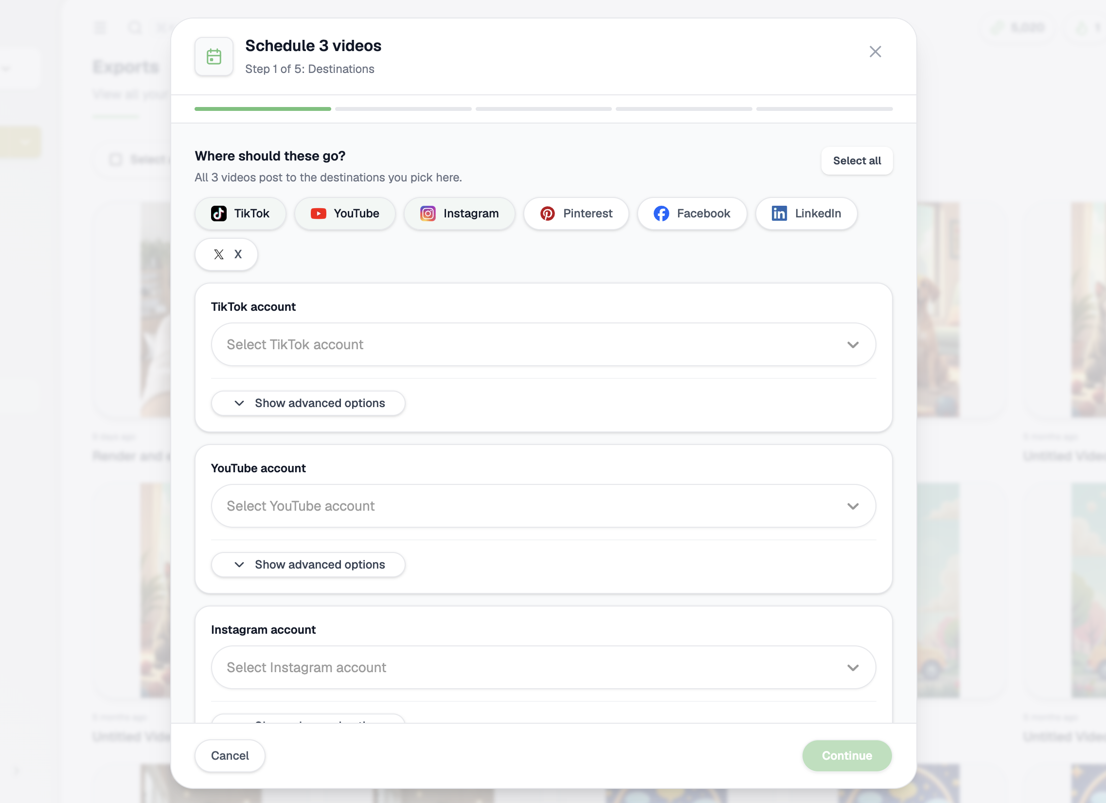 Videnly Bulk Schedule workflow for multiple exported videos